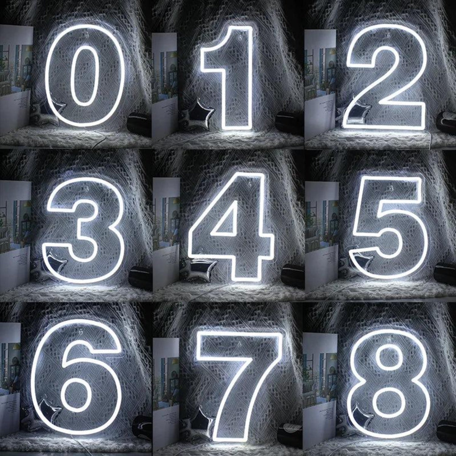 0-8 Digits White Led Neon Sign For Indoor Birthday Decor | Shineneon