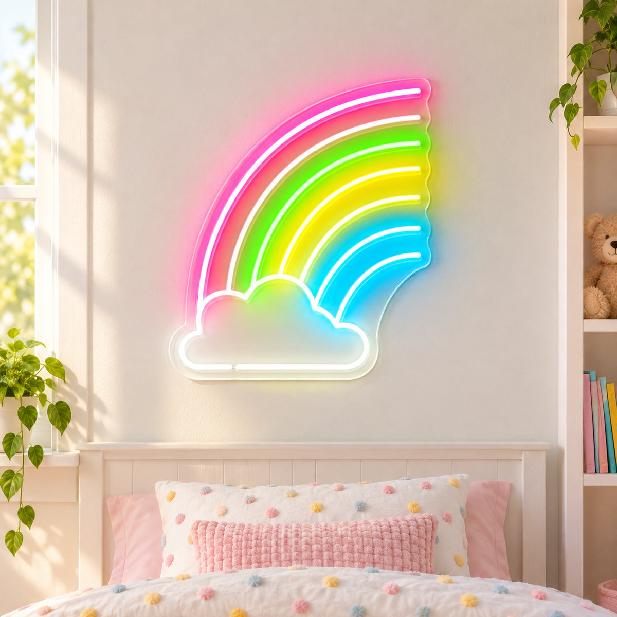 Rainbow with Cloud LED Neon Sign for Kids Room, Dimmable Wall Decor - Shineneon