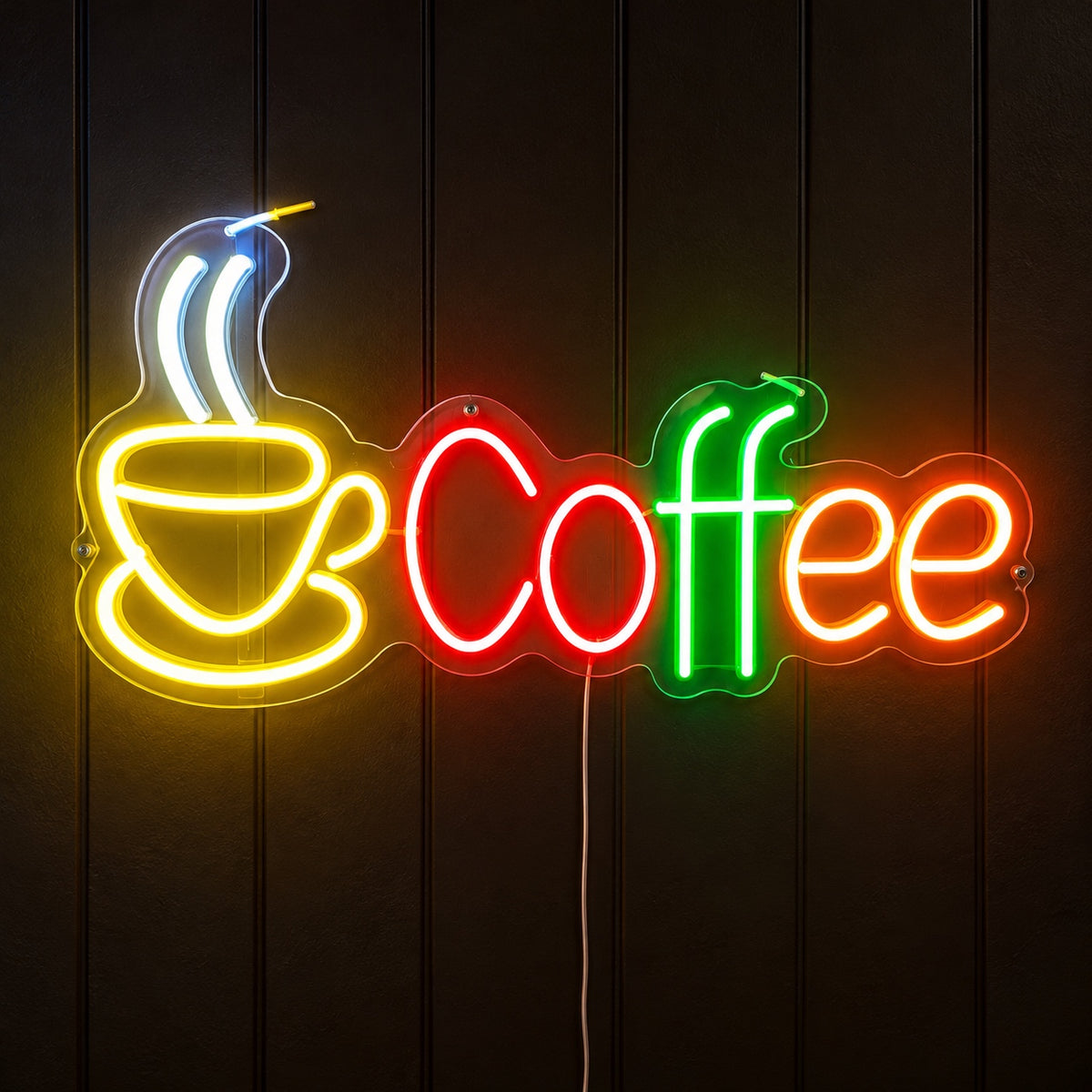 Coffee LED Neon Sign Cup with Wordmark Wall Neon Signs - Shineneon
