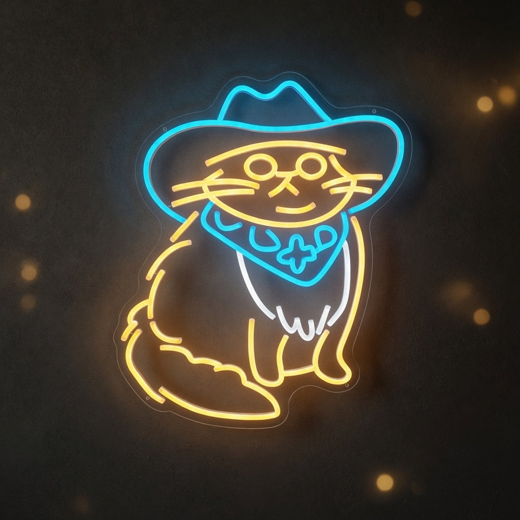 Cowboy Hat Cat LED Neon Sign - Shineneon