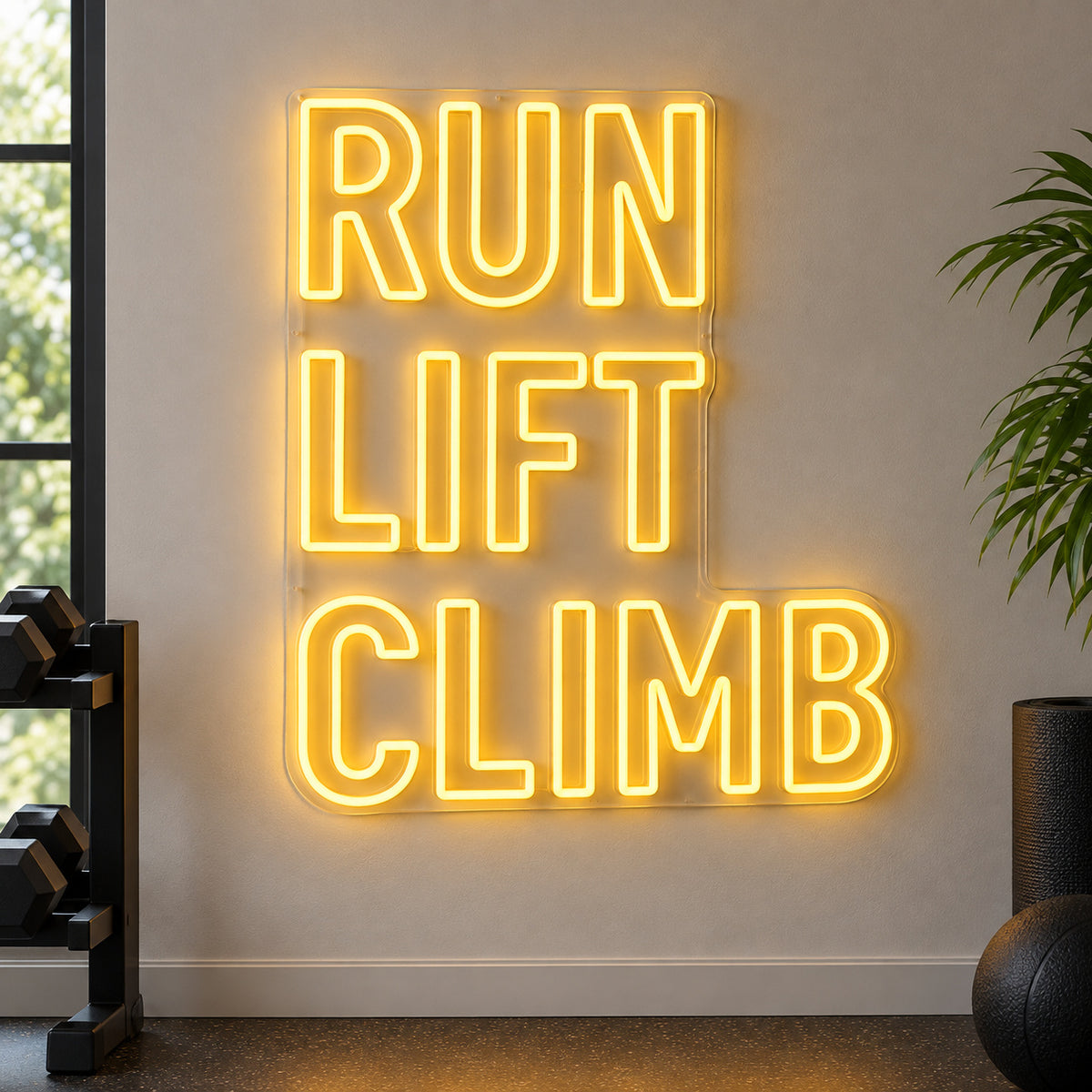 Run, Lift, Climb, Gym LED Neon Sign for Storefront - Shineneon