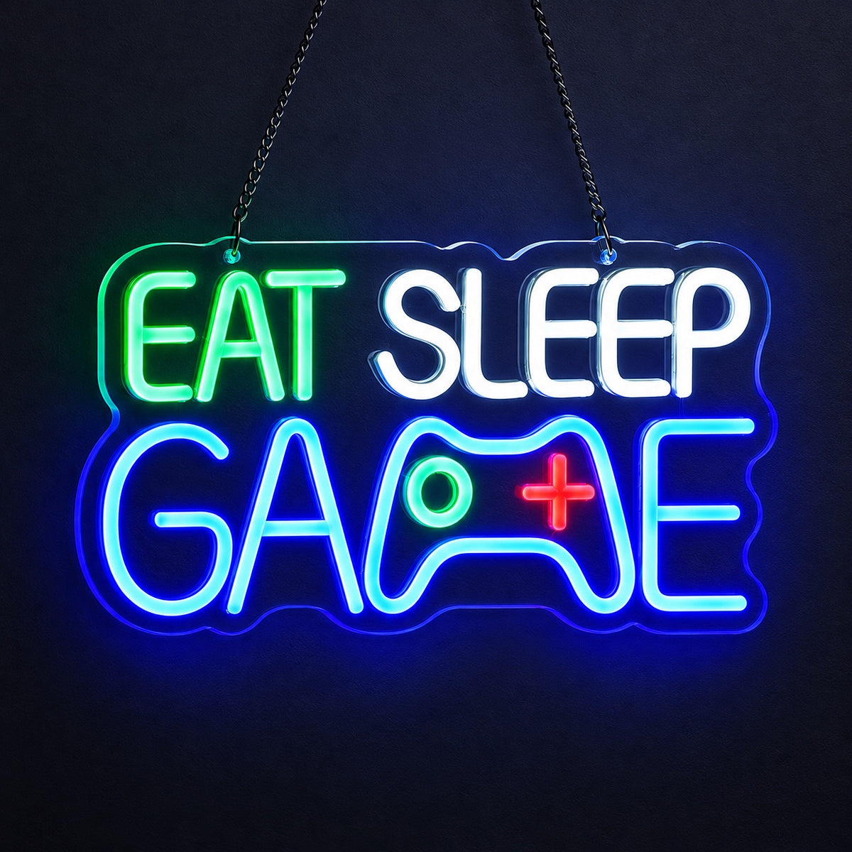 Eat Sleep Game LED Neon Sign for Game Room Dimmable Wall Decor - Shineneon