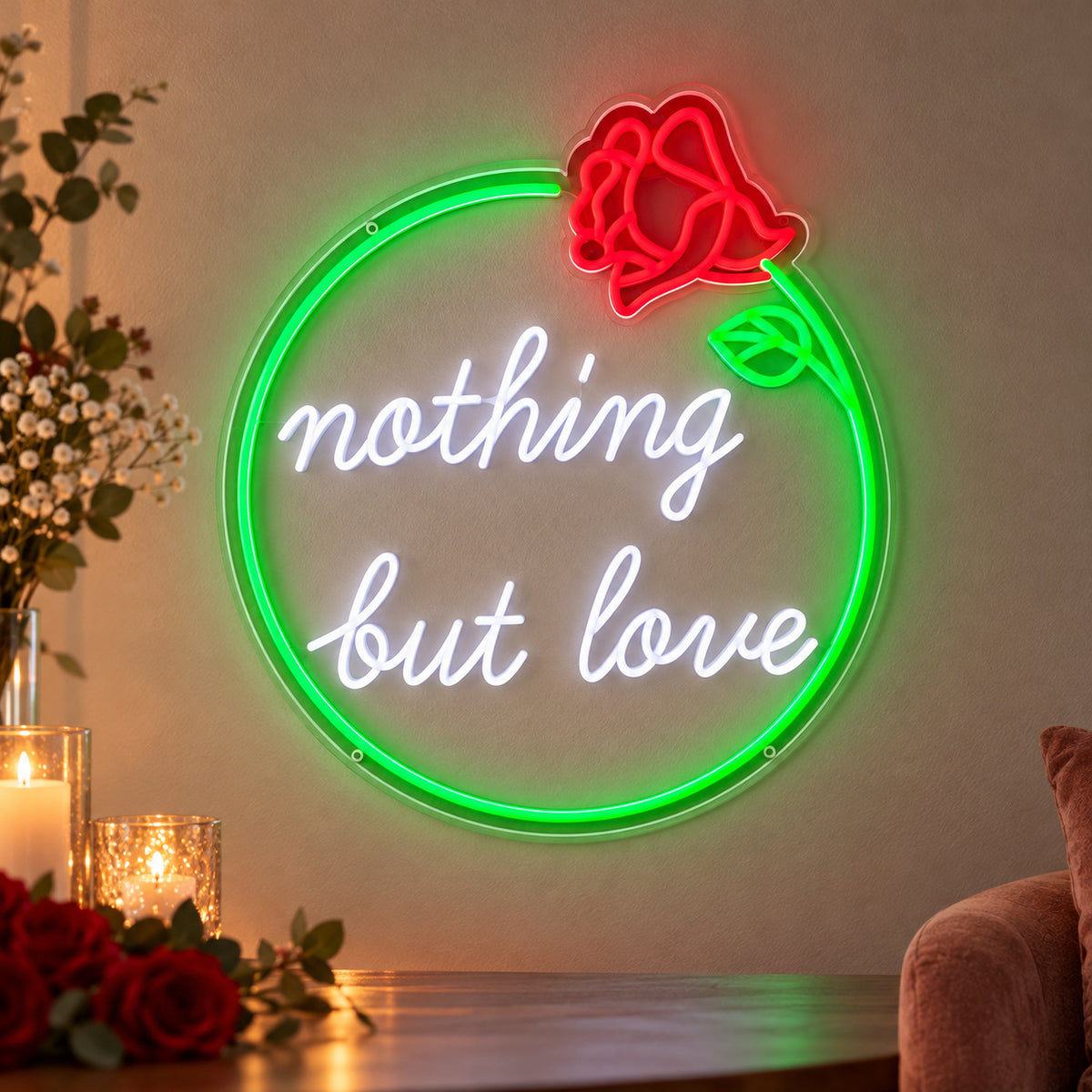 Nothing But Love LED Neon Sign, Dimmable Wall Light - Shineneon
