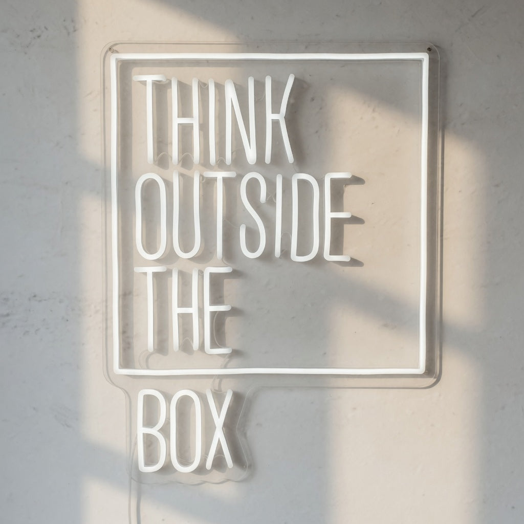 Think Outside the Box LED Neon Sign Plywood Board Caps - Shineneon