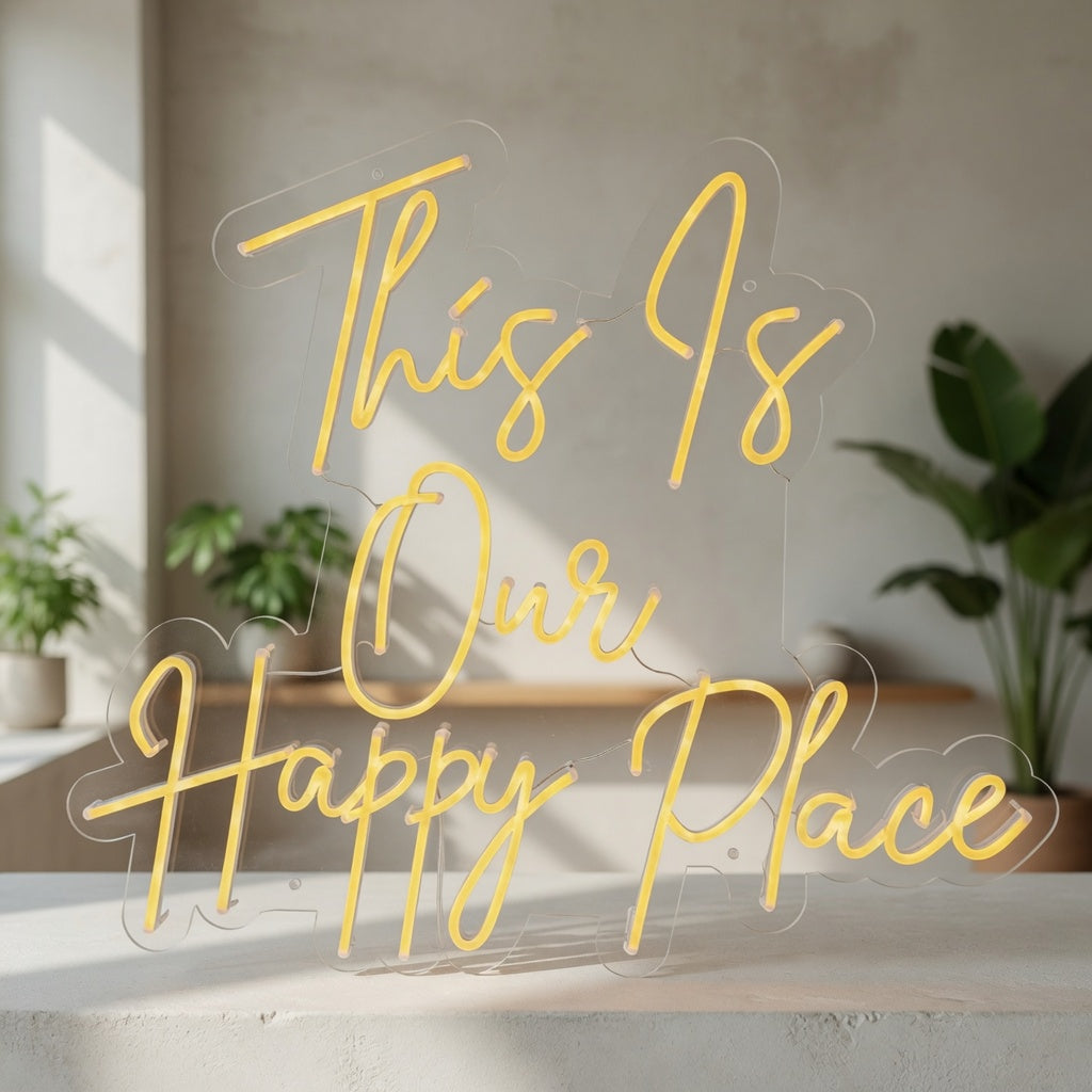 This Is Our Happy Place LED Neon Sign Bold Retro Caps - Shineneon