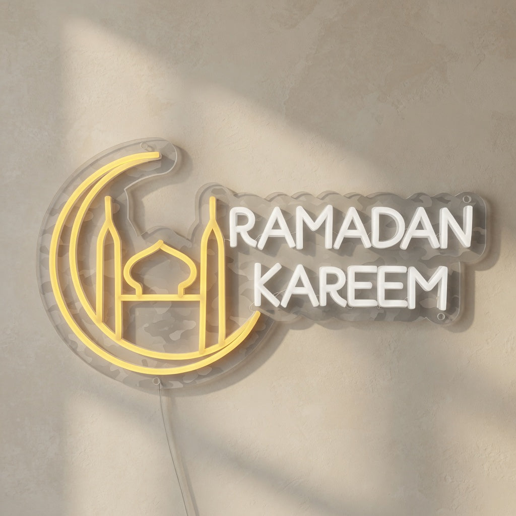 Ramadan Kareem LED Neon Sign with Mosque Lantern Icon - Shineneon