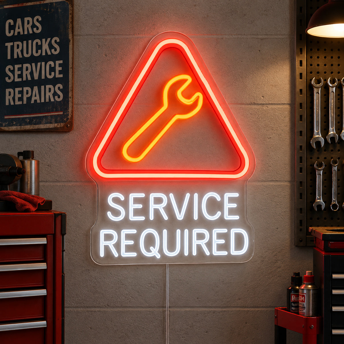 Service Required Workshop Vintage LED Neon Sign Wall Neon Signs - Main Product Image