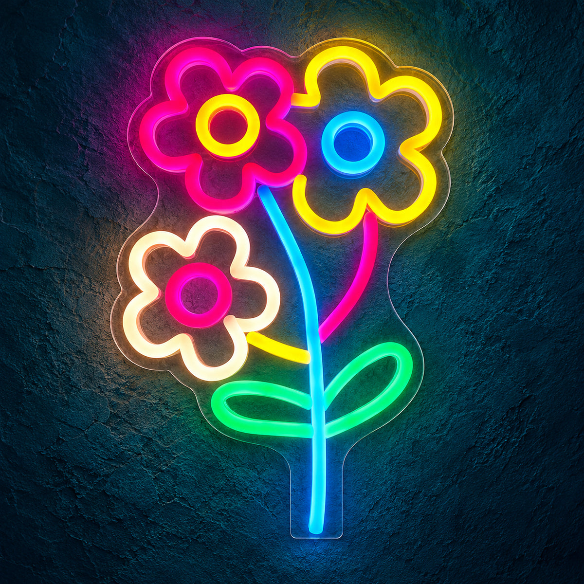 Flower LED Neon Sign Wild Bouquet Design - Main Product Image