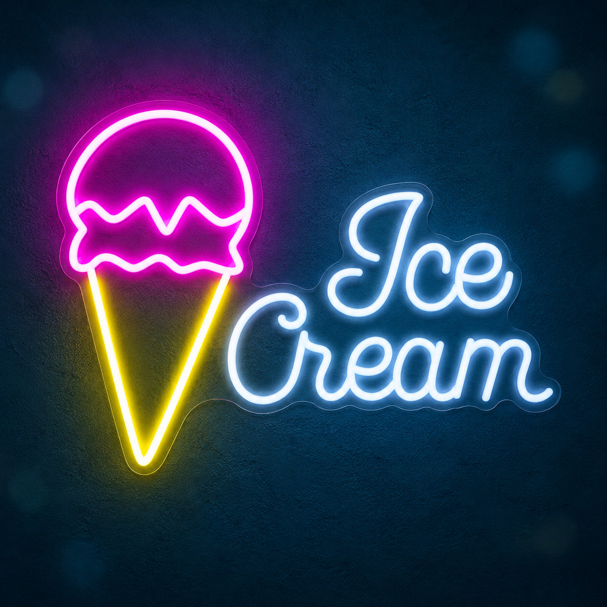 Ice Cream LED Neon Sign Circle Badge Design - Main Product Image