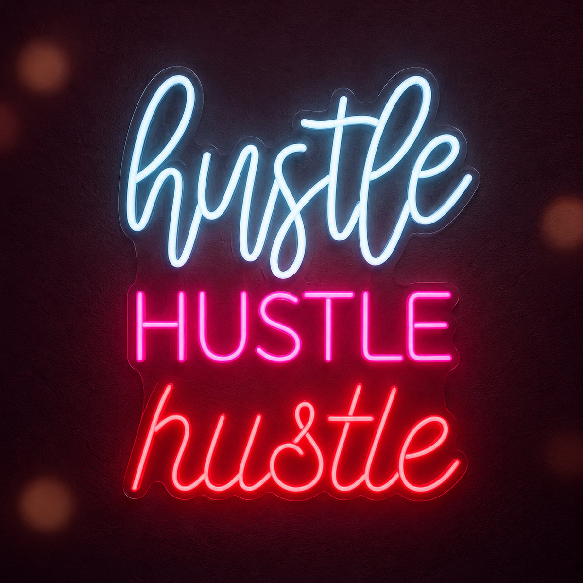Hustle LED Neon Sign Triple Word Stack - Main Product Image