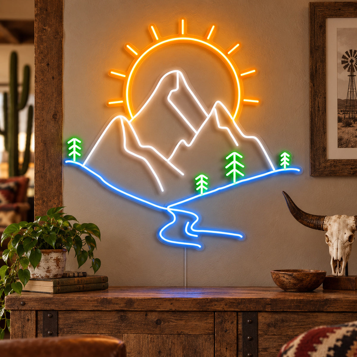 Mountain Sun River Pines LED Neon Sign Wall Neon Signs - Main Product Image