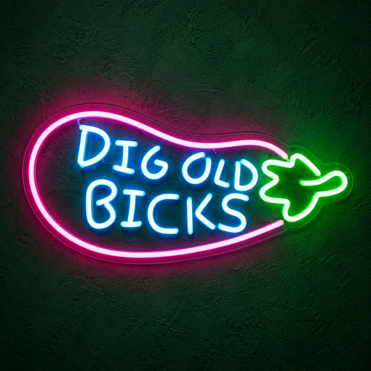 Dig Old Bicks LED Neon Sign for Man Cave Dimmable Wall Decor - Main Product Image