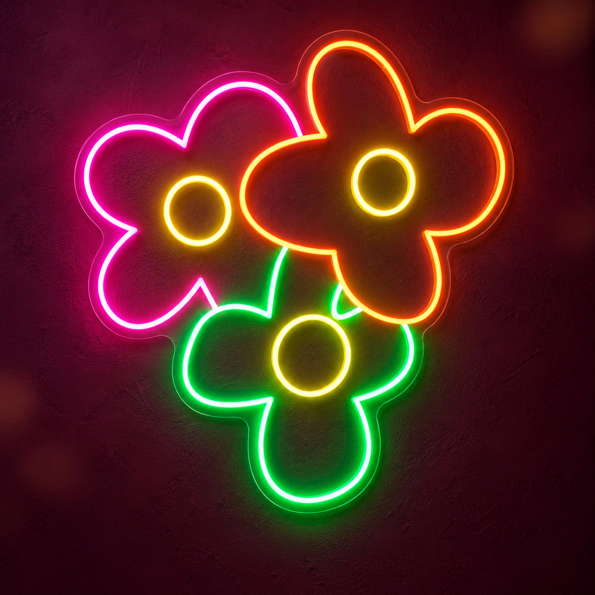 Colorful Flowers LED Neon Sign for Kids Room Dimmable Wall Decor - Main Product Image