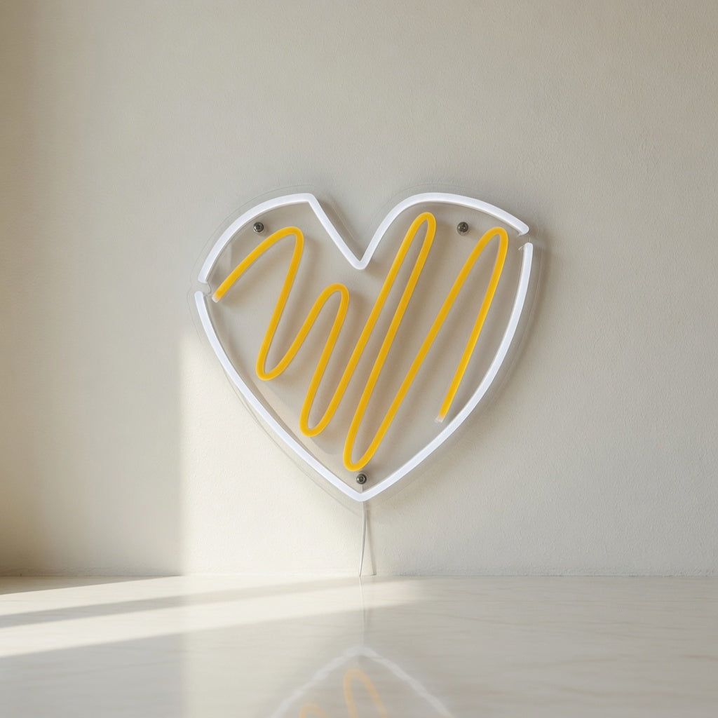 Heart LED Neon Sign Script in Heart Outline - Main Product Image