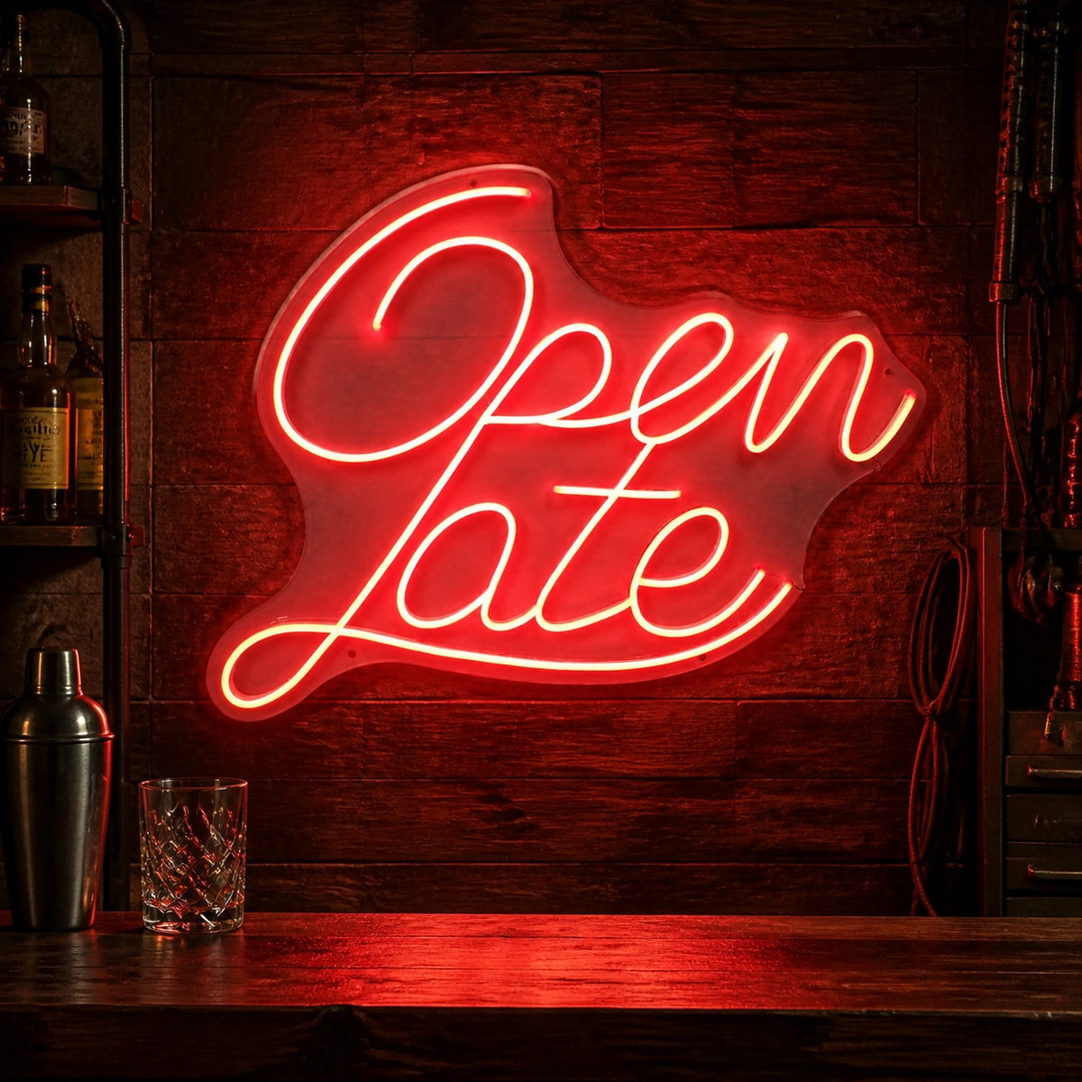 Open Late Script Vintage LED Neon Sign Wall Neon Signs - Shineneon