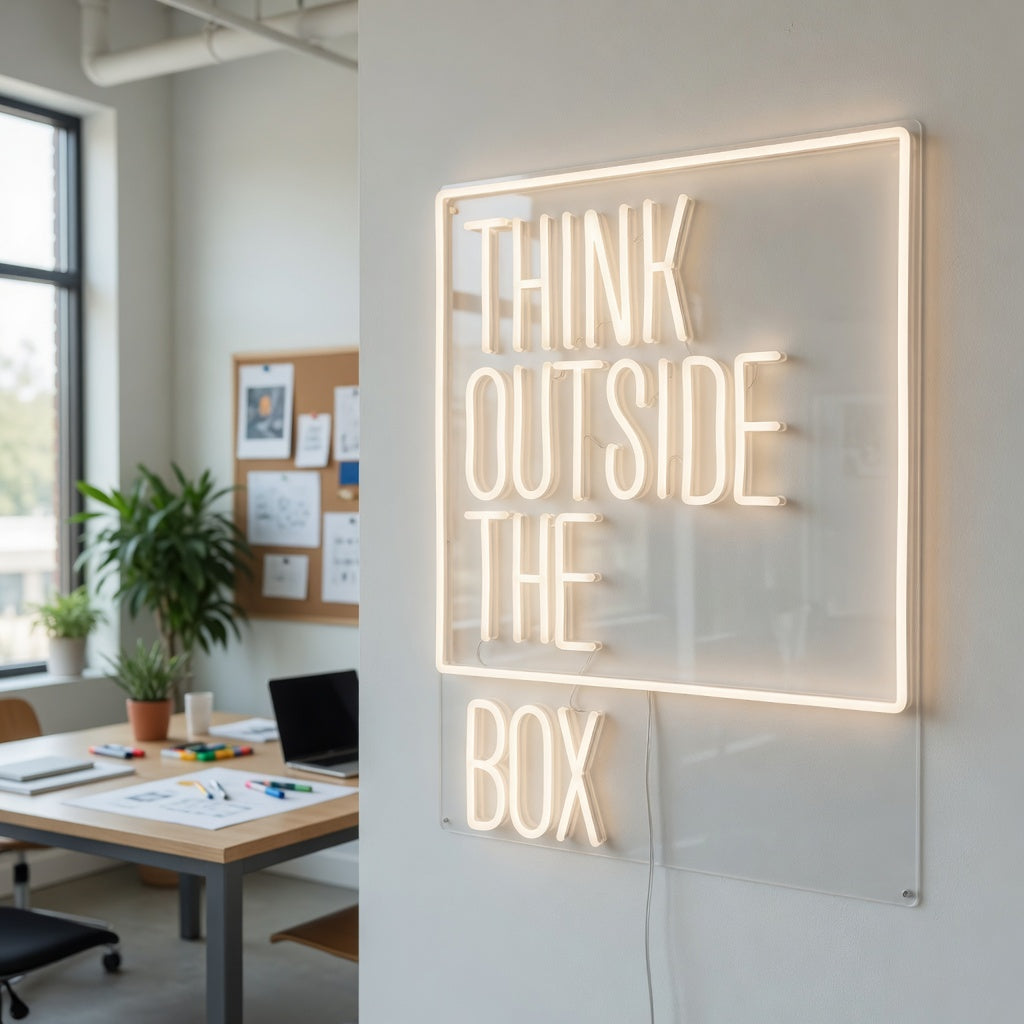 Think Outside the Box LED Neon Sign Plywood Board Caps - Shineneon