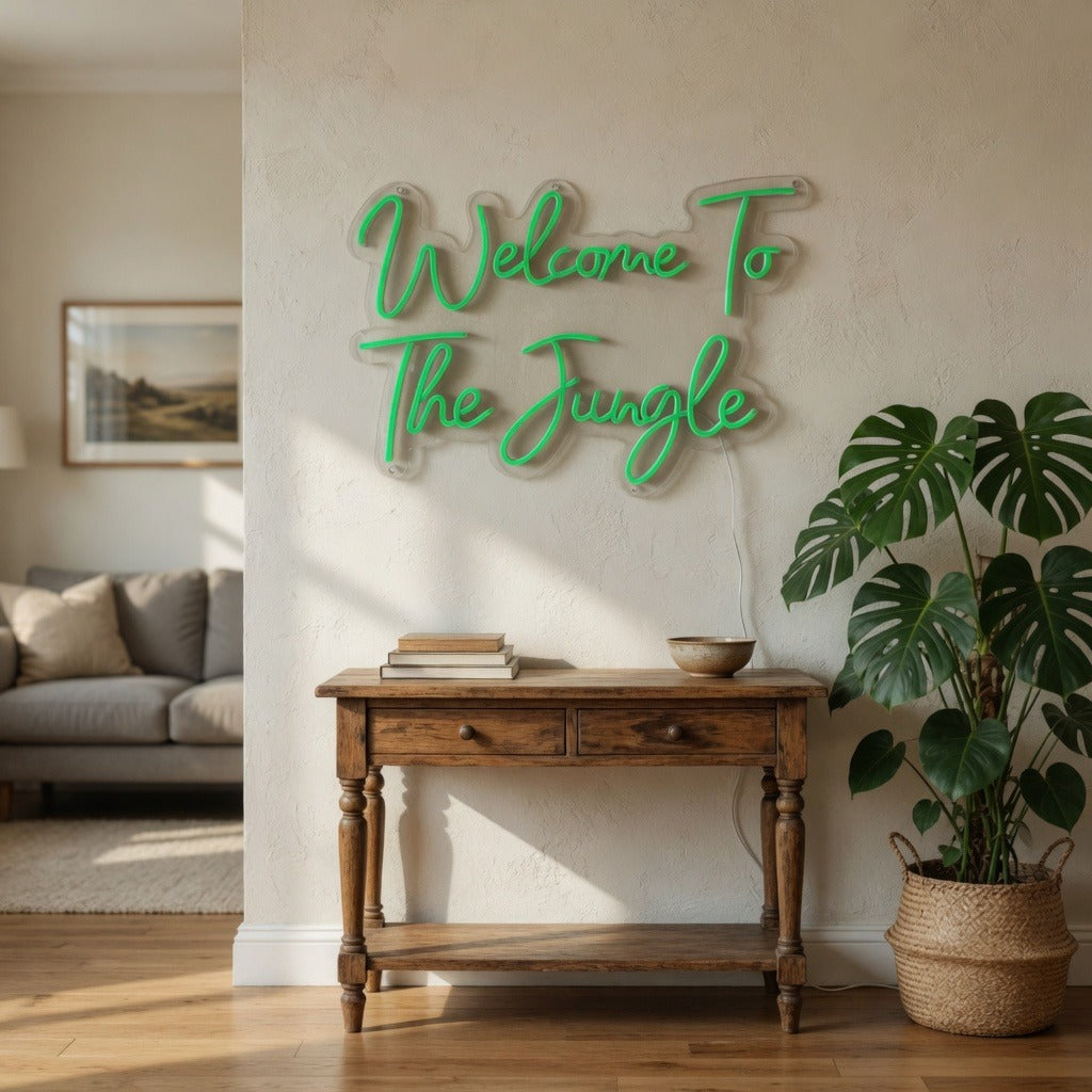 Welcome to the Jungle LED Neon Sign Two Line Rounded Script - Shineneon