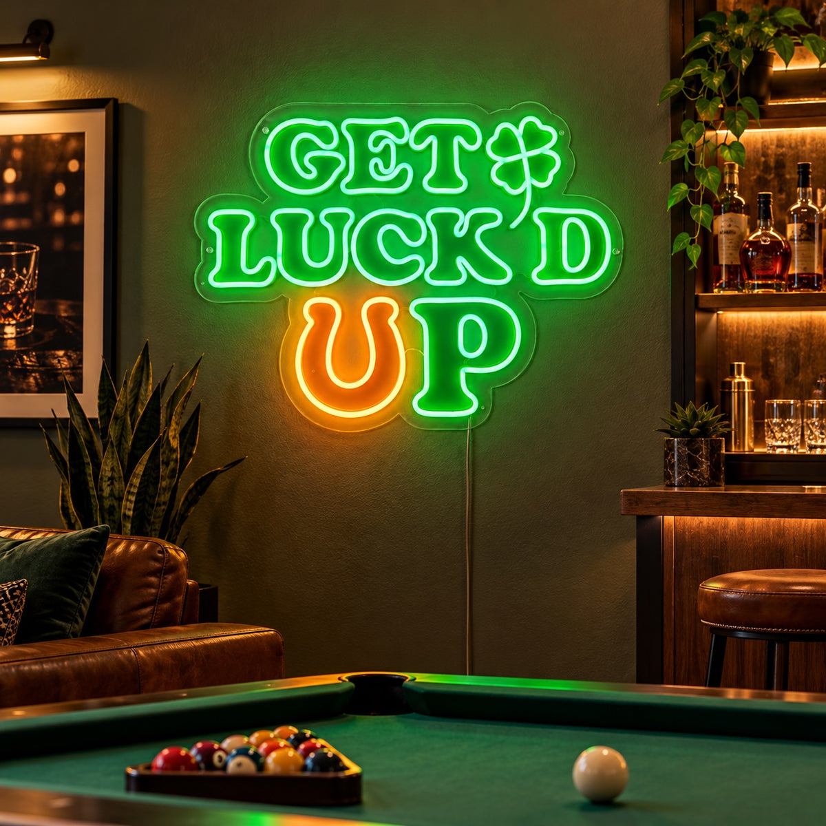 Get Luckd Up LED Neon Sign Dimmable Wall Light - Shineneon