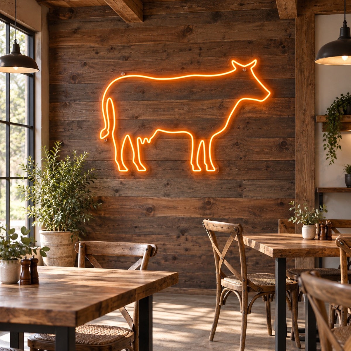 Cow LED Neon Sign Standing Cow Outline Wall Neon Signs - Shineneon