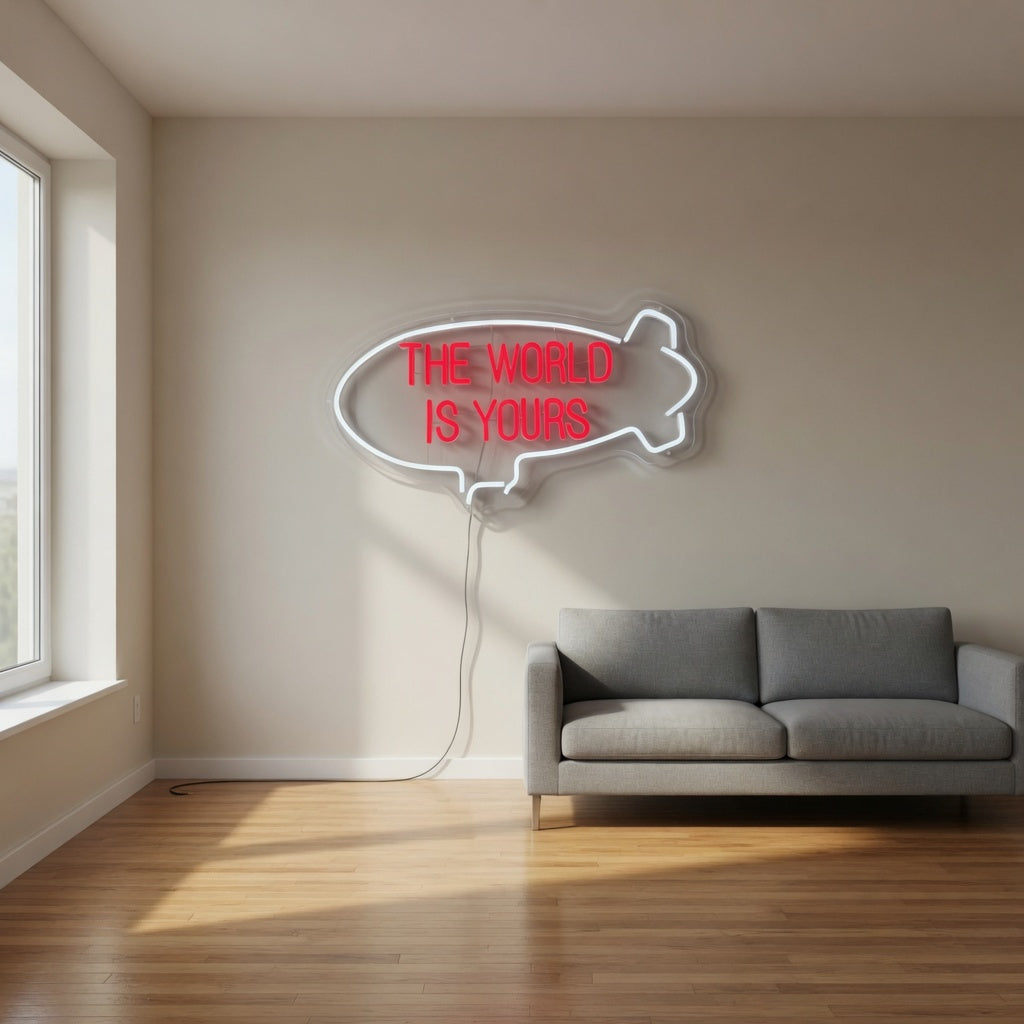 The World Is Yours LED Neon Sign Blimp Outline Design - Shineneon