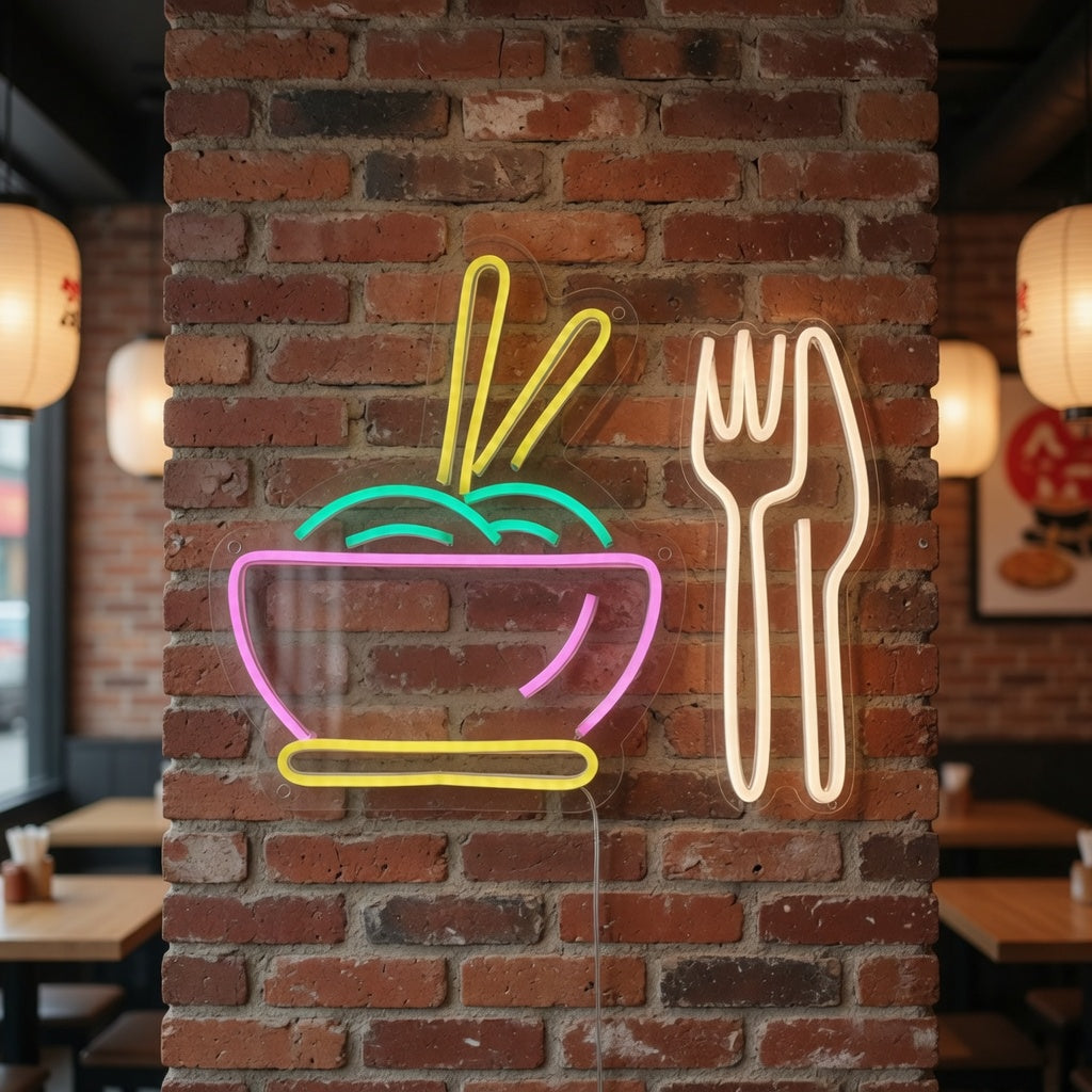 Ramen Food and Fork Restaurant LED Neon Sign - Shineneon