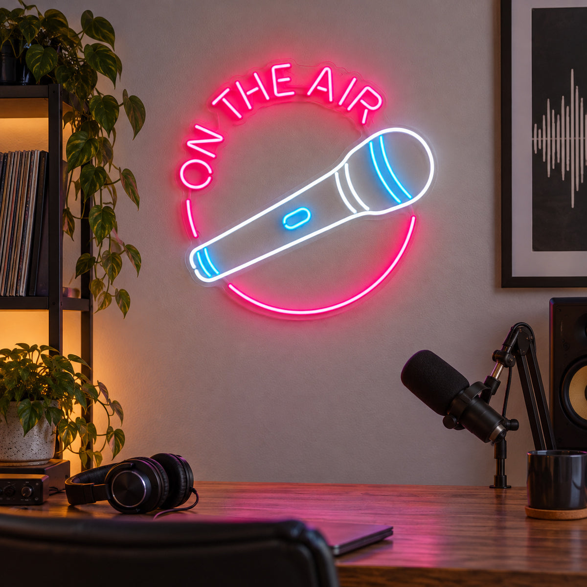 On The Air with Microphone LED Neon Sign, Dimmable Wall Light - Shineneon