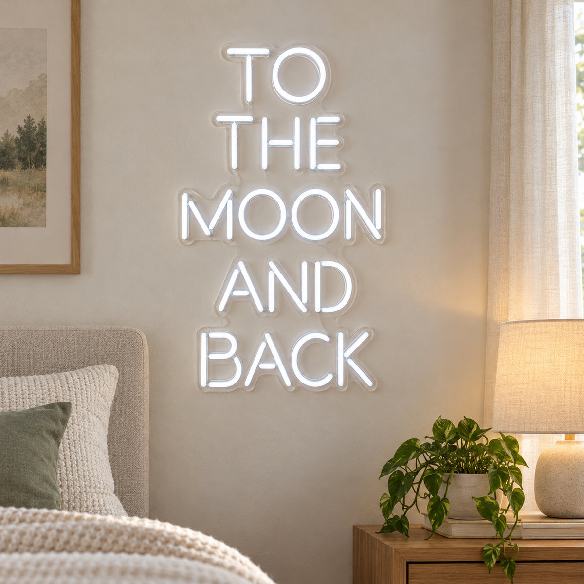 To the Moon and Back LED Neon Sign Greenery Wall Caps - Shineneon