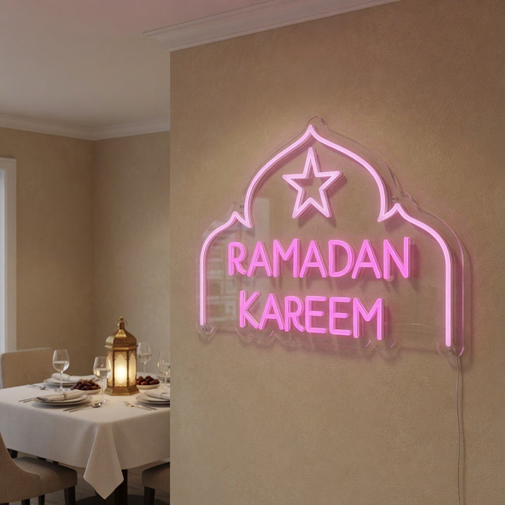 Ramadan Kareem LED Neon Sign with Mosque Dome Outline - Shineneon