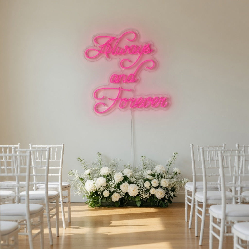 Always and Forever LED Neon Sign Three Line Cursive - Shineneon