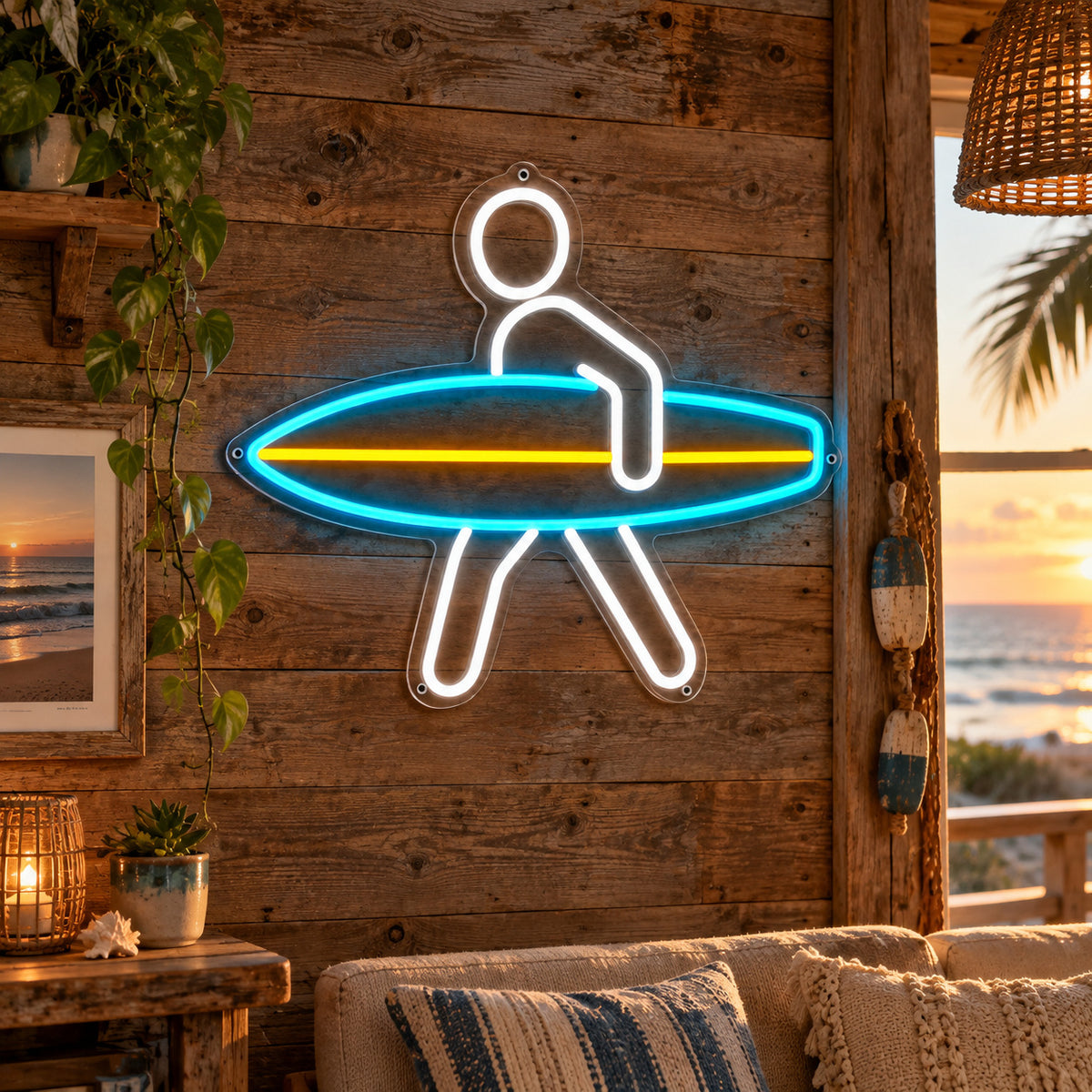 Man With Surfboard LED Neon Sign - Shineneon