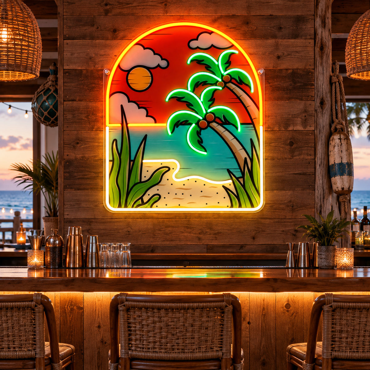 Tropical Island Sunset LED Neon Sign - Shineneon
