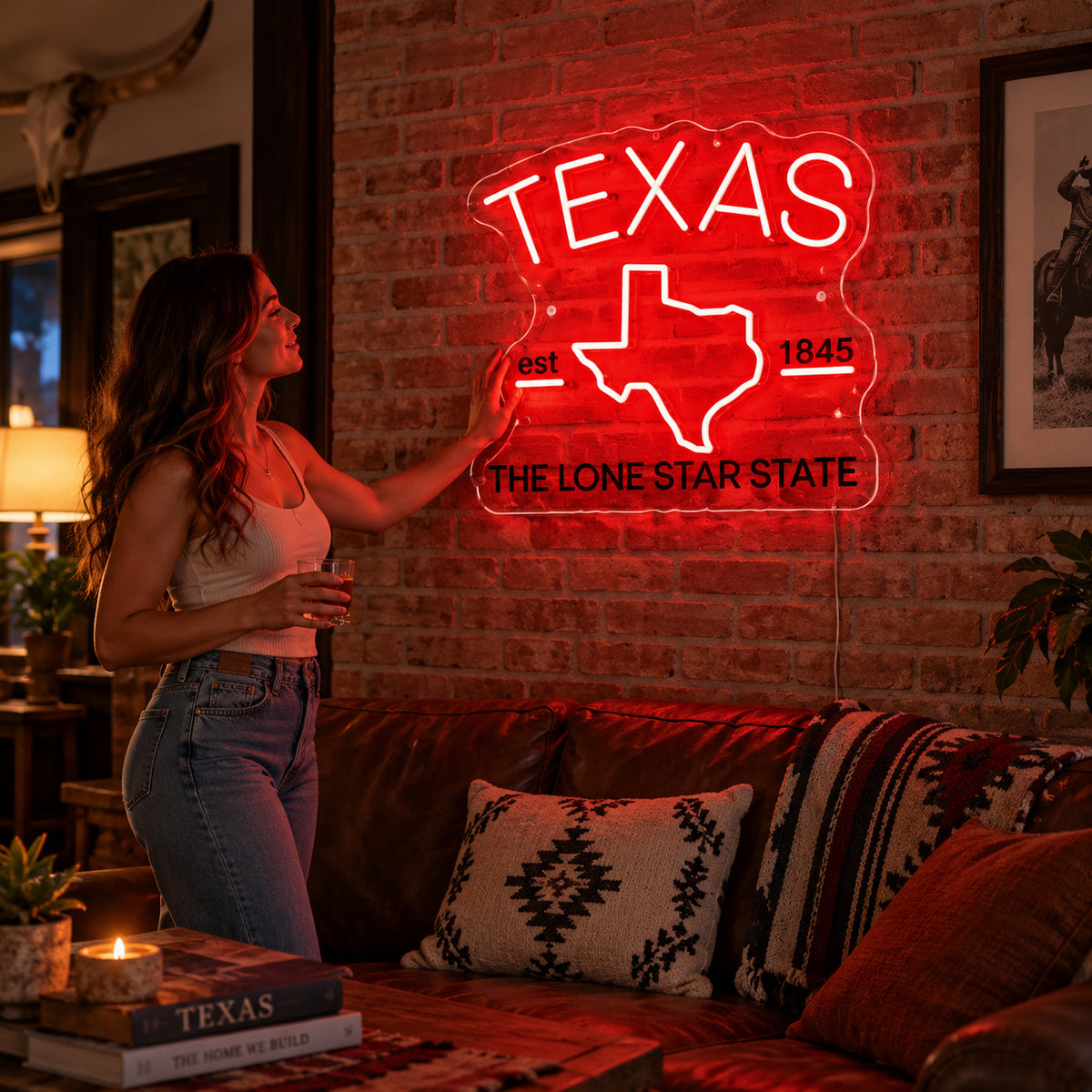 Lone Star State Texas Map LED Neon Sign Wall Neon Signs - Human Interaction