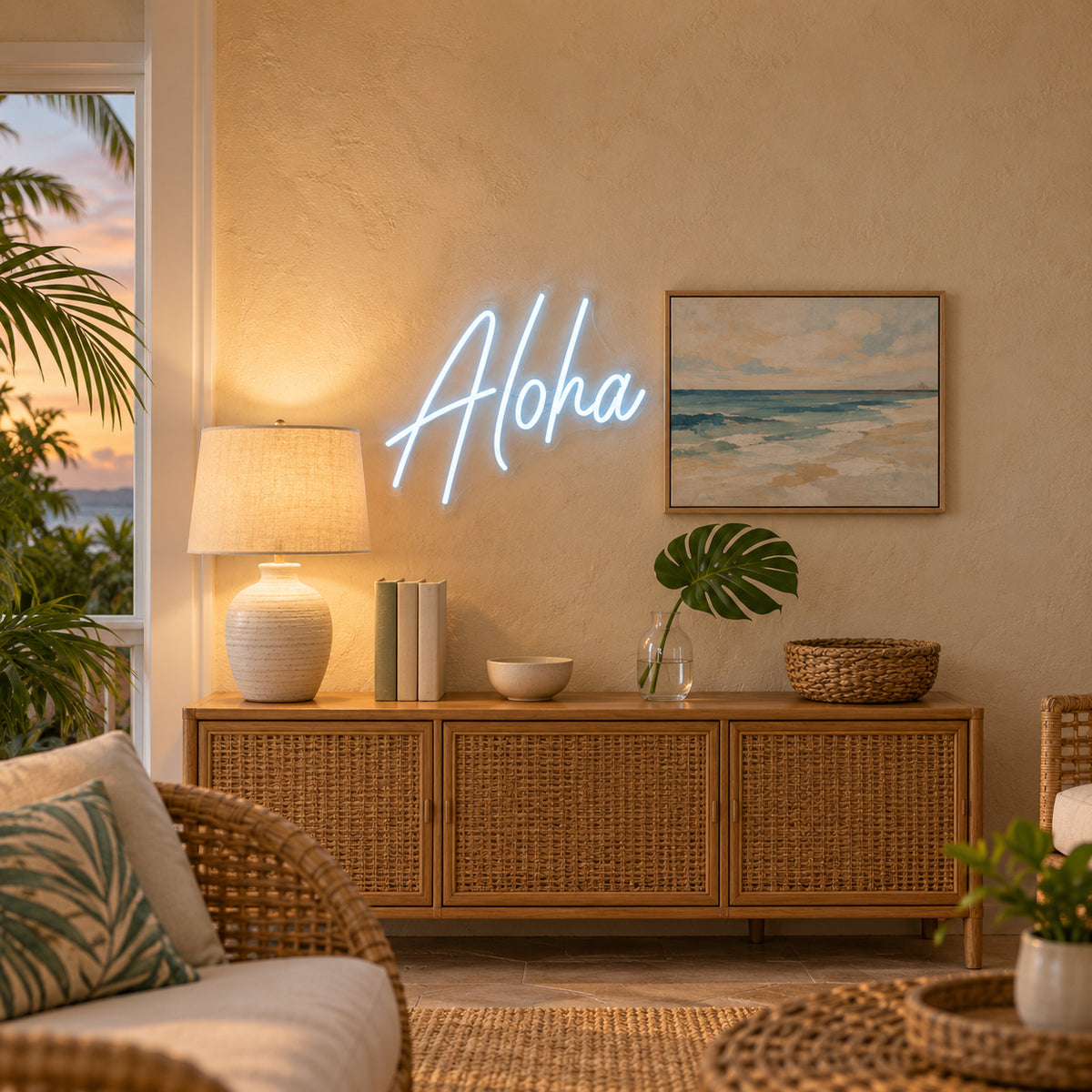 Aloha LED Neon Sign Porch Style Script - Installation Scene