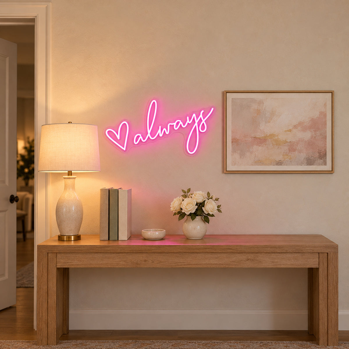 Always LED Neon Sign for Wedding Light Up Party Decor - Installation Scene