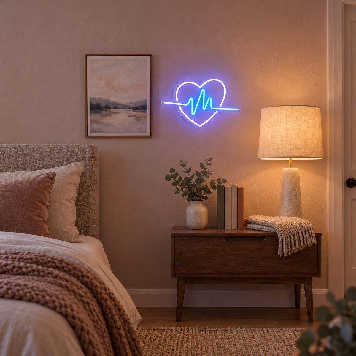 Heartbeat LED Neon Sign for Wedding Light Up Party Decor - Installation Scene