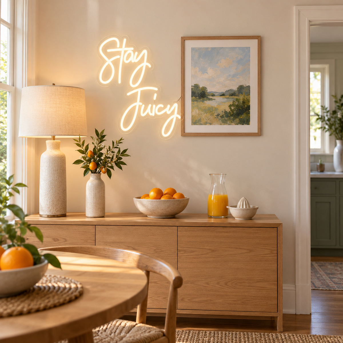 Stay Juicy LED Neon Sign Dimmable Wall Light - Installation Scene