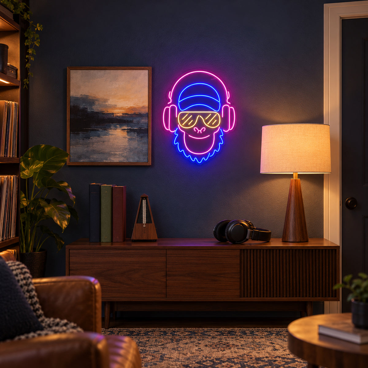 Music Monkey LED Neon Sign for Party Dimmable Backdrop Light - Installation Scene