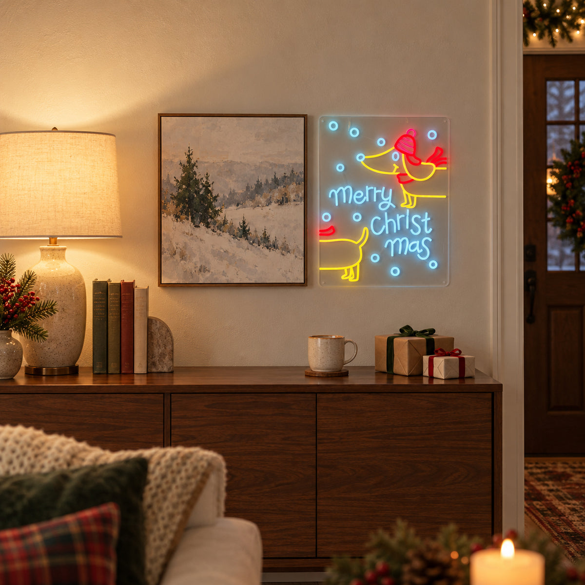 Sausage Dog Light-Up Neon Sign - Installation Scene
