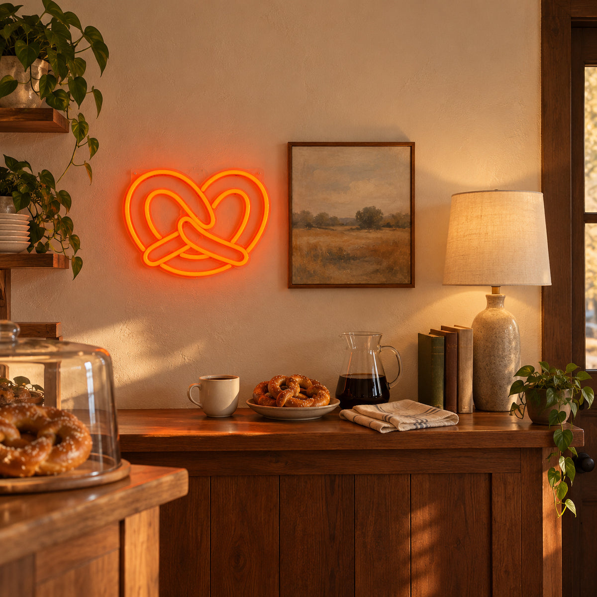 Pretzel LED Neon Light for Cafes & Bars - Installation Scene