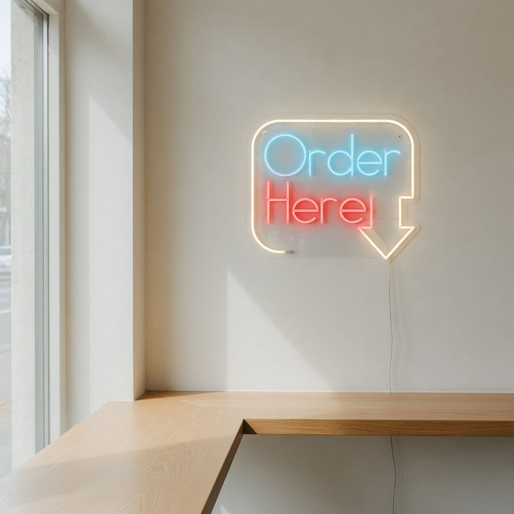 Order Here Restaurant Neon Light - Installation Scene