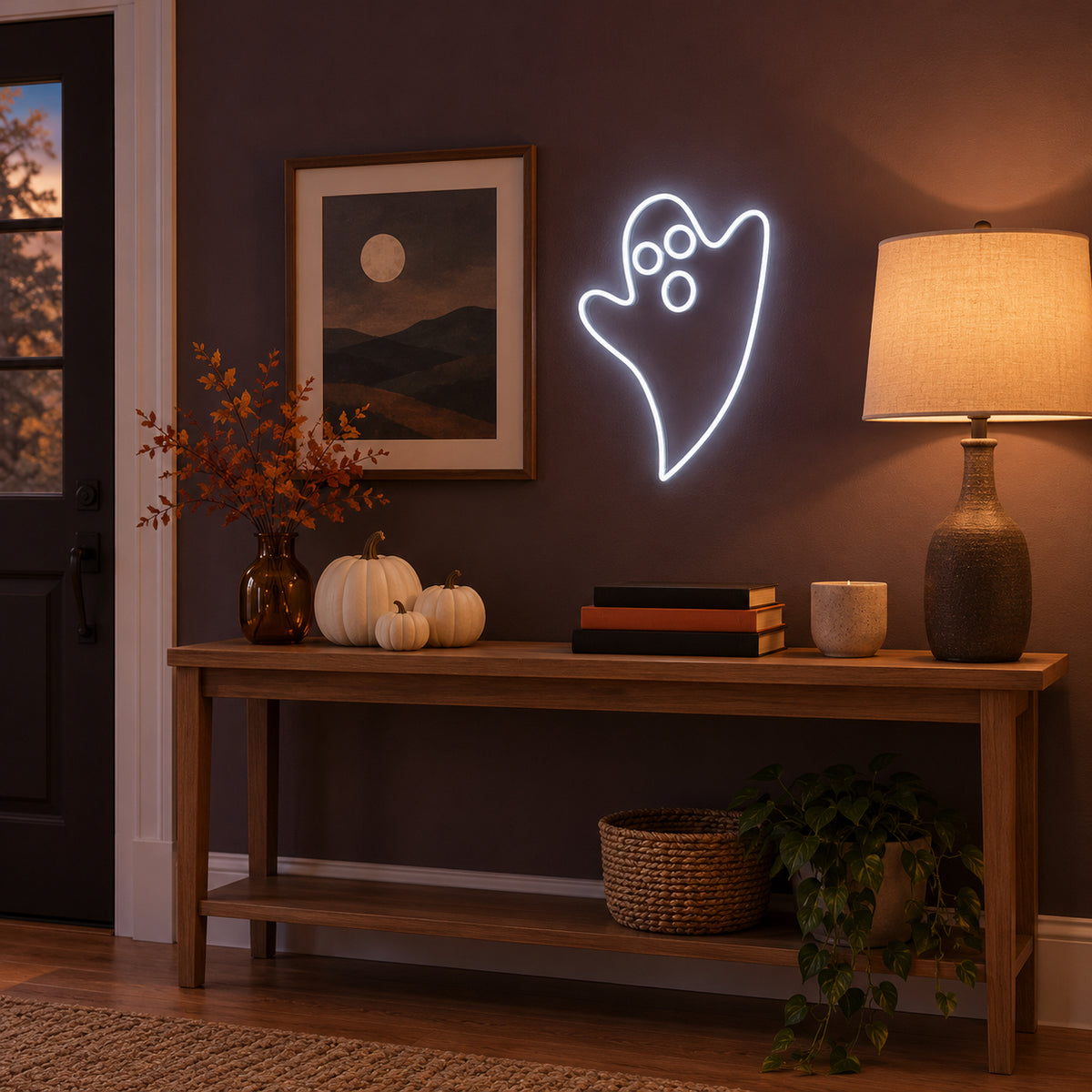 Ghost LED Neon Sign Dimmable Wall Light - Installation Scene