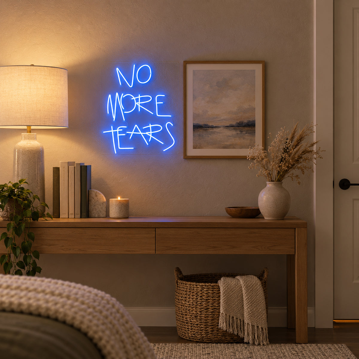 No More Tears LED Neon Sign Dimmable Wall Light - Installation Scene
