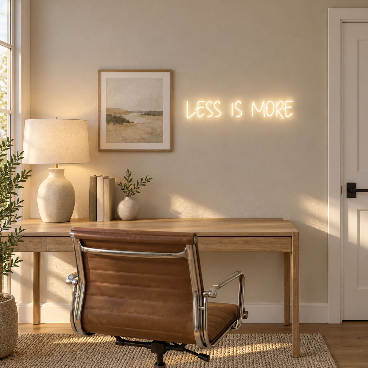 Less Is More Neon Sign - Installation Scene