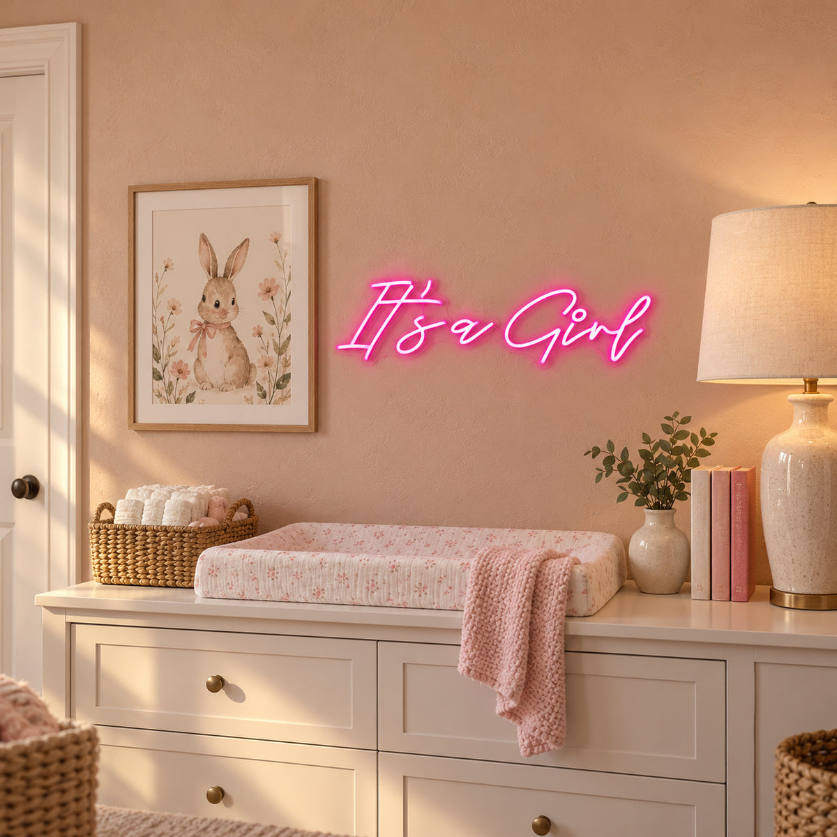 It's a Girl LED Neon Sign Dimmable Wall Light - Installation Scene
