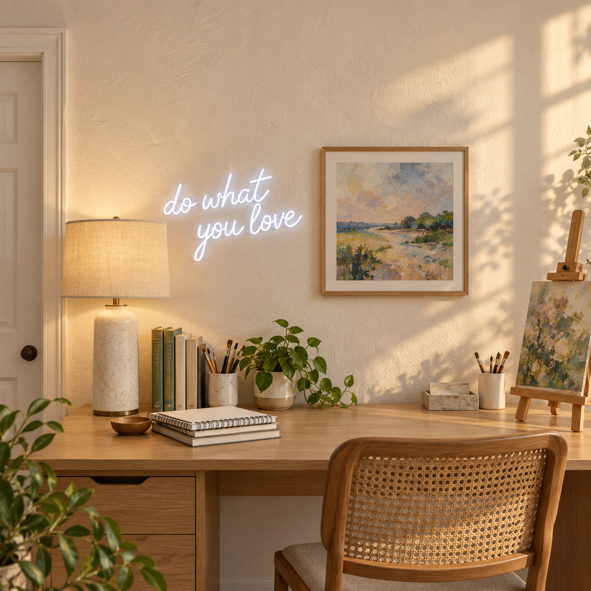 Do What You Love LED Neon Sign for Wedding Light Up Party Decor - Installation Scene