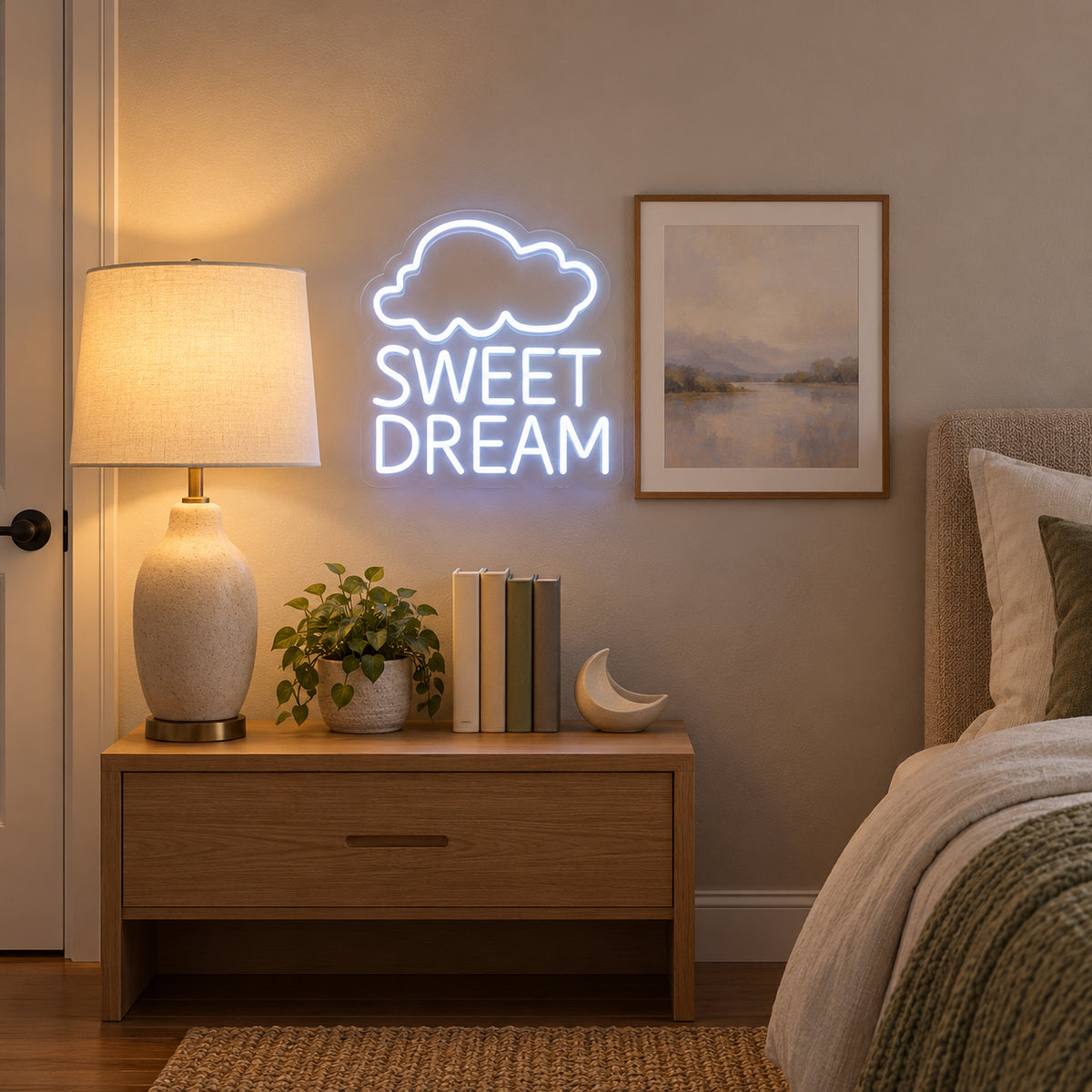 Sweet Dream LED Neon Sign for Man Cave Dimmable Wall Decor - Installation Scene