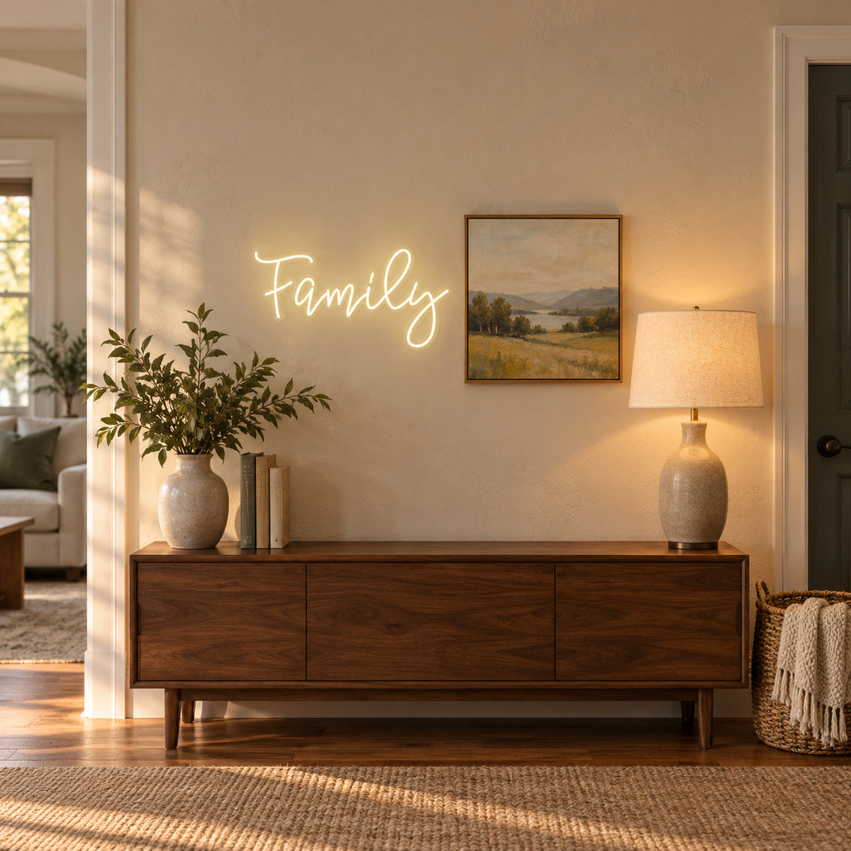 Family Home Decor Neon Sign - Installation Scene