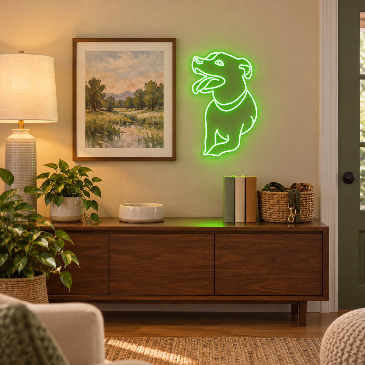 Dog LED Neon Sign for Storefront Light Up Business Decor - Installation Scene