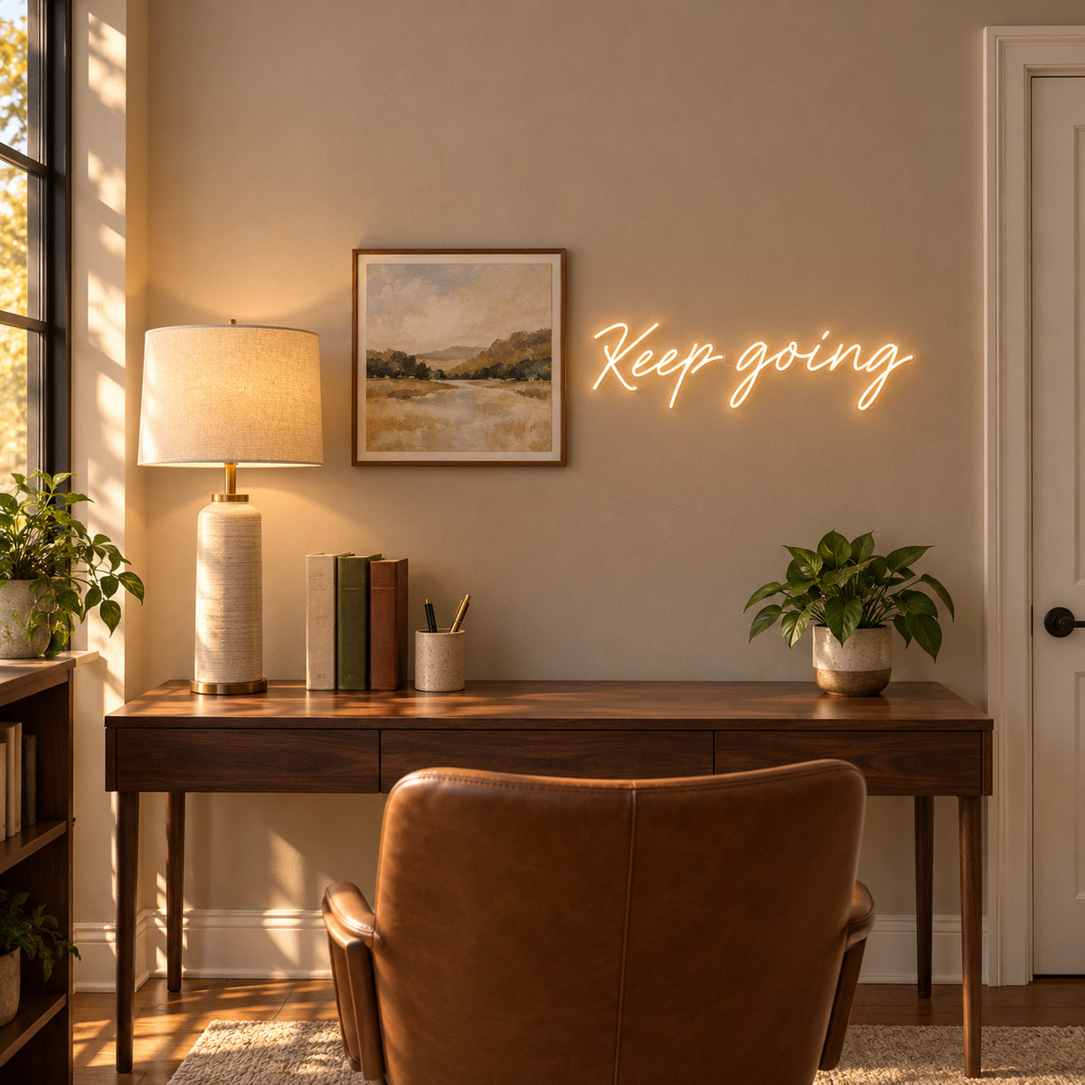 Keep Going LED Neon Sign Dimmable Wall Light - Installation Scene