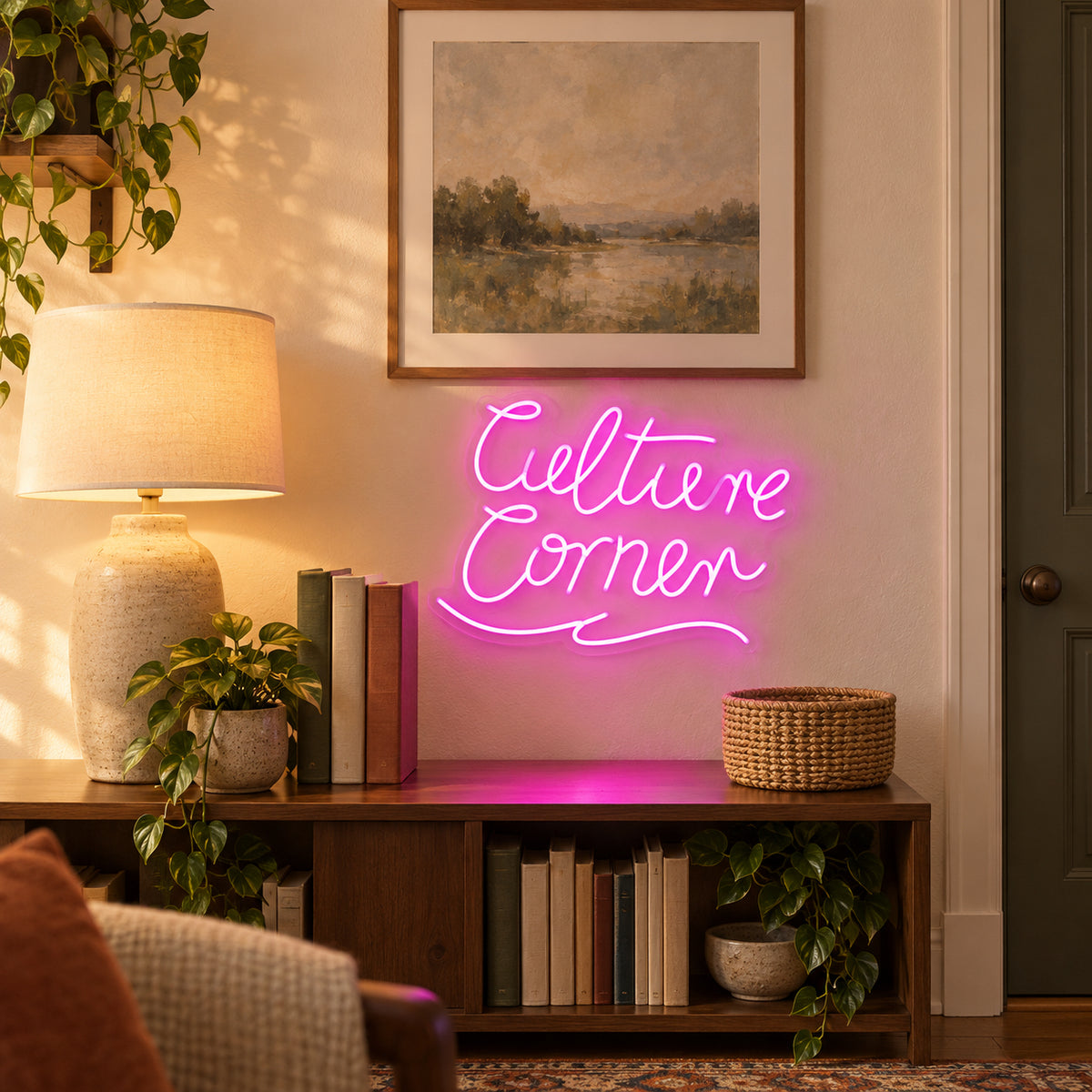 Culture Corner LED Neon Sign Dimmable Wall Light - Installation Scene